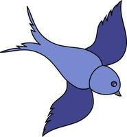 Fly Swallow Cartoon Blue Icon. vector
