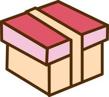 Gift Box Icon In Pink And Peach Color. vector