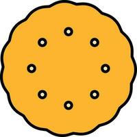 Flat Style Round Cookie Icon In Yellow Color. vector