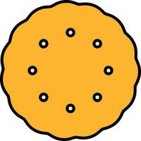 Flat Style Round Cookie Icon In Yellow Color. vector