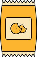 Galleta paquete icono en amarillo color. vector