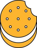 Cream Cookie Icon In Yellow And White Color. vector