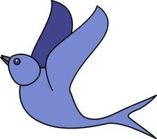 Fly Swallow Bird Icon In Blue Color. vector