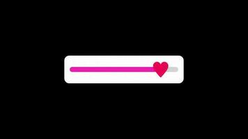 social media love or heard slide loading bar icon loop Animation video with alpha channel.