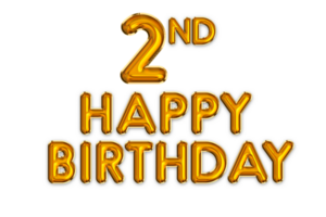 Happy 2nd Birthday Gold Balloon PNG Image