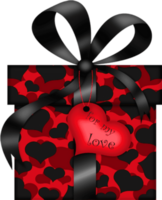 Love Day Black And Red Gift With Hearts  Red Black Valentine's Day png