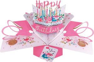 contento compleanno torta e candele pop su saluto carta png