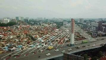 Bandung June 7 2021. Aerial view of the Pasupati flyover, in Bandung City, West Java - Indonesia. video