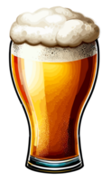 Beer glass with foam isolated. Clip art illustration style. png