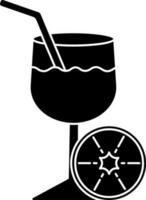 Kiwi Juice Glass Icon In Black And White Color. vector