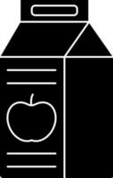 Apple Juice Tetra Pack Icon In Glyph Style. vector