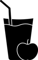 Apple Juice Glass Icon In Black And White Color. vector