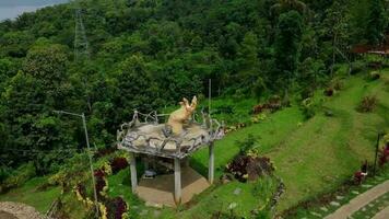 Bandung June 12 2022. Aerial view of public park and traditional hotel in hills, in Bandung City, West Java - Indonesia. video