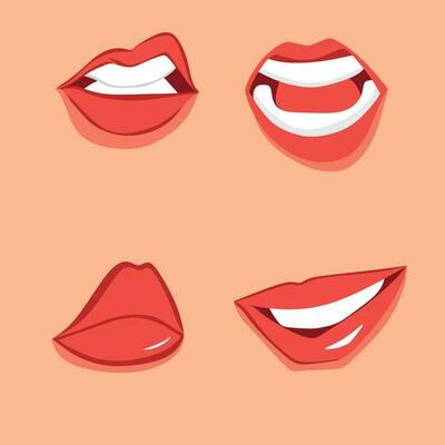 illustration of a lips and A set of red lips with a smile on the bottom and Vector Art illustration template banner design lips and lip vector design download and lip red color and lip set