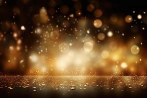 A blurred gold light, silver light abstract background with bokeh glow, Illustration. photo