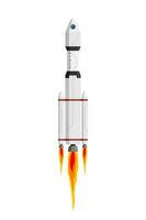 Rocket spaceship launch to space exploration mission. Spacecraft shuttle flat vector isolated eps illustration