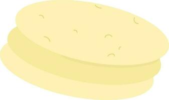 Isolated Canai Roti Flatbread Icon In Flat Style. vector