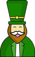 Cartoon Leprechaun Man Character Icon In Flat Style. vector