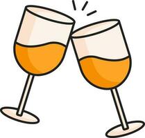 Toast Wine Glass Icon In Orange Color. vector