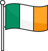 Flat Style Ireland Flag Pole Icon. vector