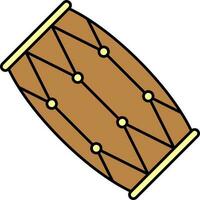 Brown Musical Drum Icon In Flat Style. vector