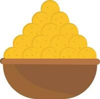 Isolated Sweets Ball Bowl Icon Yellow And Brown Color. vector