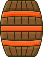 Orange And Brown Wine Barrel Icon In Flat Style. vector