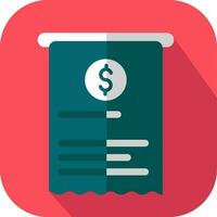 Teal Invoice Icon On Red Square Background. vector