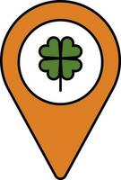 Clover Map Pin Orange And Green Icon. vector