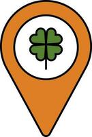 Clover Map Pin Orange And Green Icon. vector