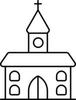 Black Linear Style Church Icon. vector