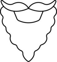 Beard With Mustache Black Outline Icon. vector