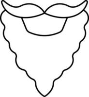 Beard With Mustache Black Outline Icon. vector