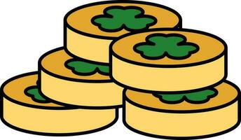 Stack Clover Coins Yellow And Green Icon. vector