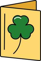 verde y amarillo trébol saludo tarjeta icono en plano estilo. vector
