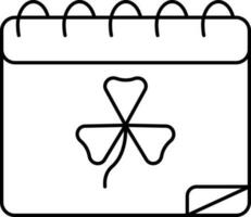 Clover Calendar Icon In Black Thin Line Art. vector