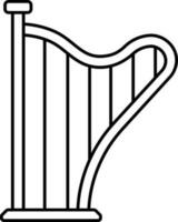 Black Linear Style Harp Icon Or Symbol. vector