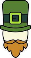 Cartoon Character Of Leprechaun Man Face Flat Icon. vector