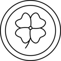 Isolated Clover Coin Black Linear Icon. vector