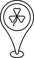 Clover Map Pin Black Thin Line Icon. vector