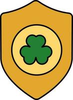 Flat Clover Shield Orange And Green Icon. vector