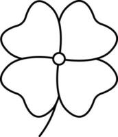 Clover Leaf Icon In Black Line Art. vector