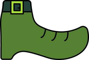 Leprechaun Shoe Flat Icon In Green Color. vector