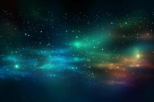 A blurred star light, aurora sky abstract background with bokeh glow, Illustration. photo