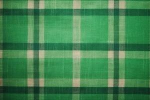 green fabric textile pattern, plaid background, linen cotton. photo