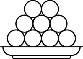 Sweets Ball Plate Black Outline Icon. vector