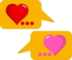 Red And Pink Heart In Speech Bubble Icon. vector