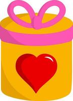 Isolated Lovely Gift Box Icon In Yellow And Pink Color. vector