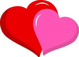 Red And Pink Couple Heart Flat Icon. vector