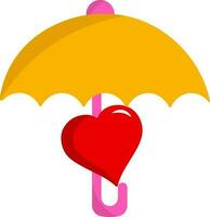 Isolated Heart Under Umbrella Flat Icon. vector